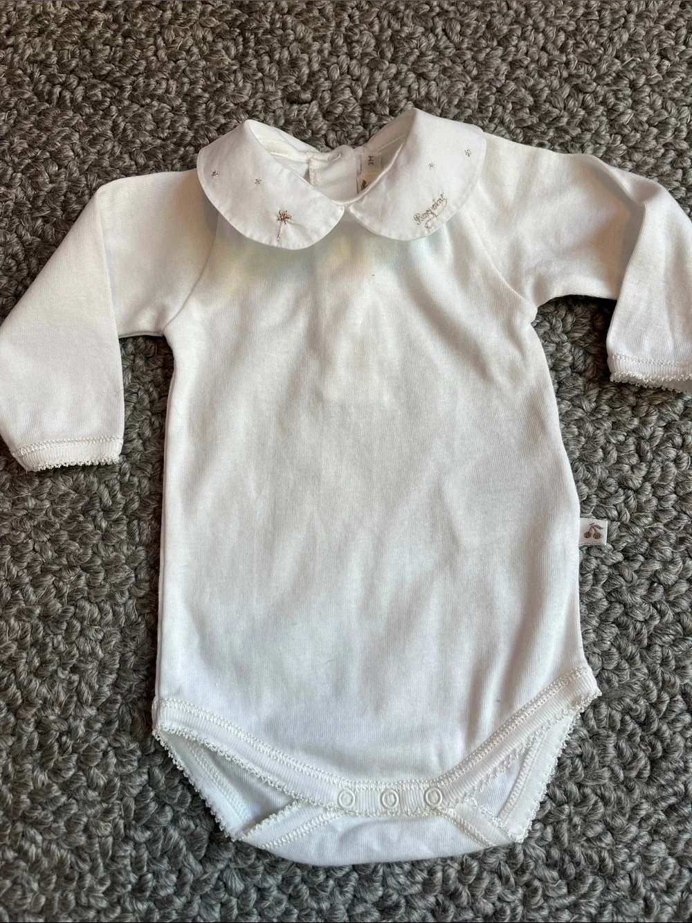 Bonpoint Classic White Peter Pan Collar One-Piece Bodysuit